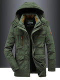 Men's Military Jacket - Casual Winter Coat with Pockets