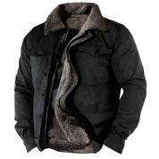 Men's Military Winter Jacket - Functional Pockets & Durable - Black