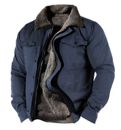 Men's Military Winter Jacket - Functional Pockets & Durable - Blue