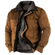 Men's Military Winter Jacket - Functional Pockets & Durable - Brown
