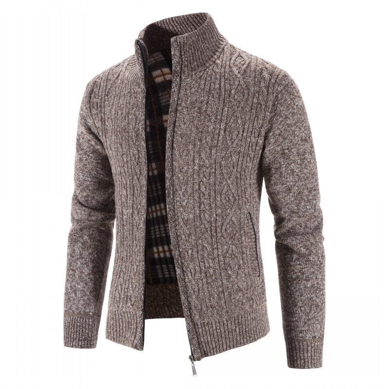 Men's Open Front Cardigan - Knit Vest Casual - Brown