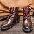 Men's Leather Lace-Up Ankle Boots - Classic Brown