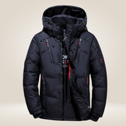 Men's Padded Winter Jacket - Warm Ski Coat - Black