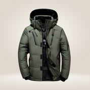 Men's Padded Winter Jacket - Warm Ski Coat - Green