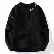 Men's Patchwork Crewneck Sweater - Bold Mixed Knit - Black