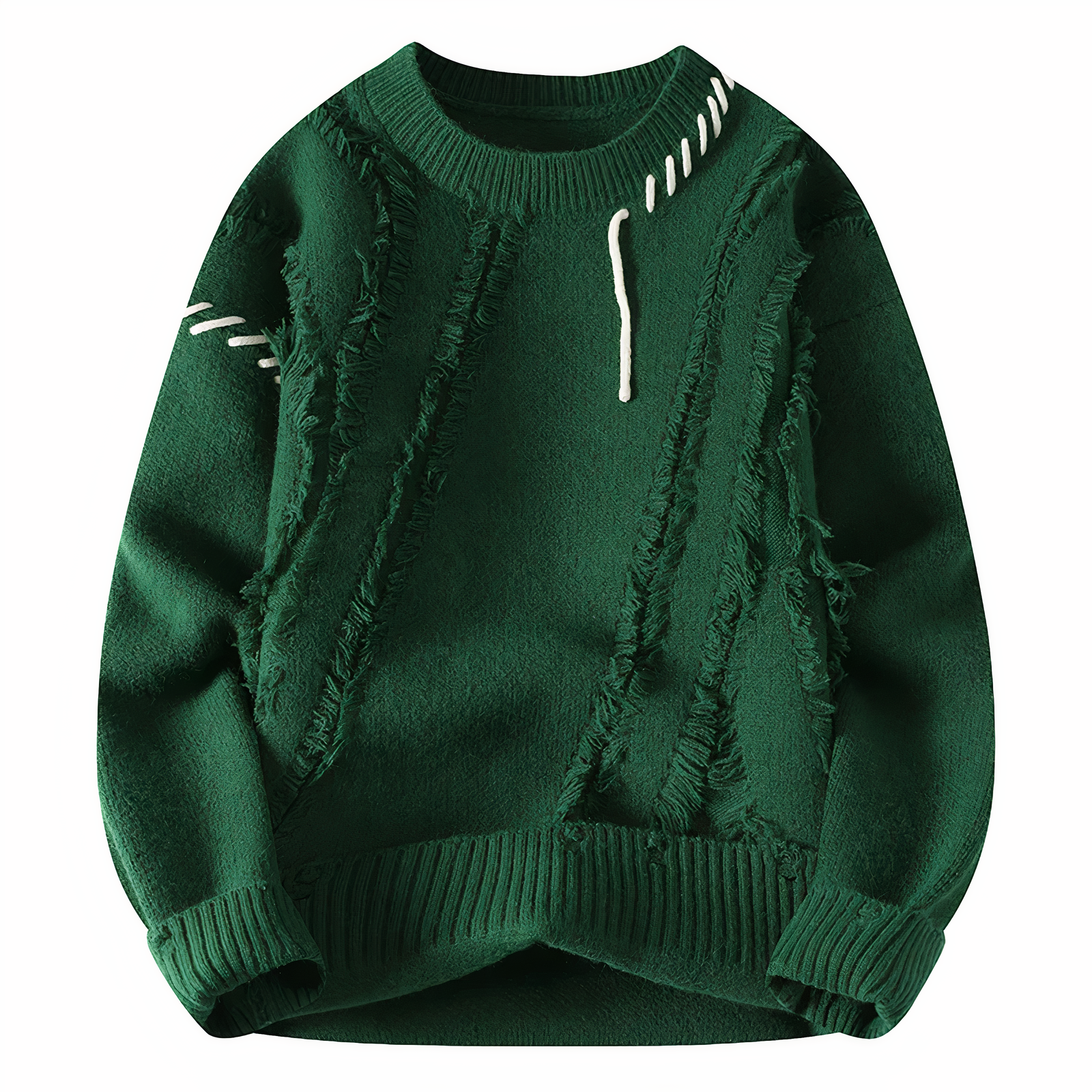 Men's Patchwork Crewneck Sweater - Bold Mixed Knit - Green