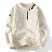 Men's Patchwork Crewneck Sweater - Bold Mixed Knit - White