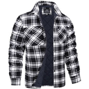 Men's Plaid Flannel Jacket - Classic Lumberjack Work Shirt - Black