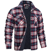 Men's Plaid Flannel Jacket - Classic Lumberjack Work Shirt - Red