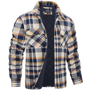 Men's Plaid Flannel Jacket - Classic Lumberjack Work Shirt - Yellow