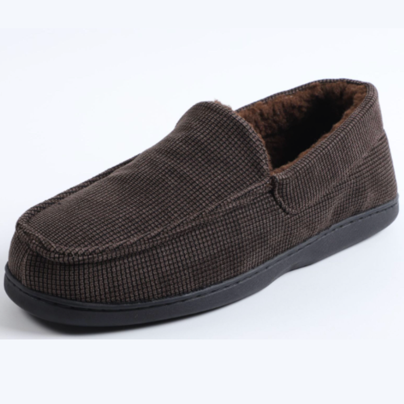Men's Plaid Loafers with Slip-Resistant Sole - Brown