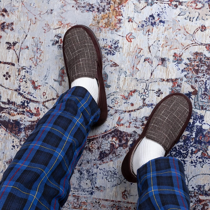 Men's Plaid Loafers with Slip-Resistant Sole