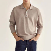 Men's Polo Sweater - Timeless Comfort Knit - Beige