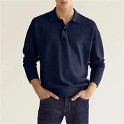 Men's Polo Sweater - Timeless Comfort Knit - Blue