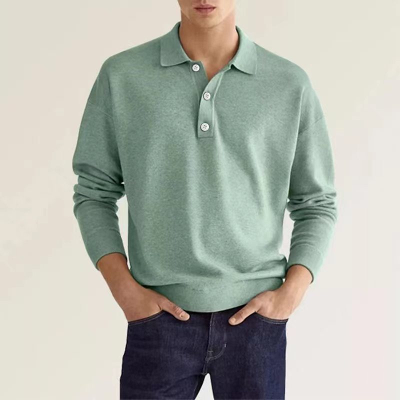 Men's Polo Sweater - Timeless Comfort Knit - Green
