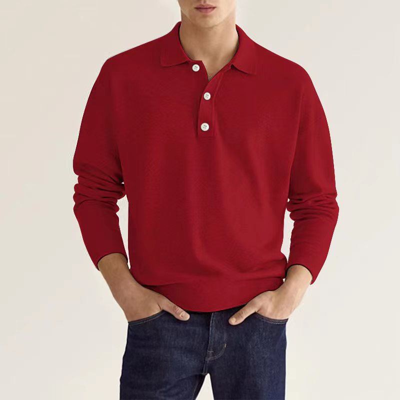 Men's Polo Sweater - Timeless Comfort Knit - Red