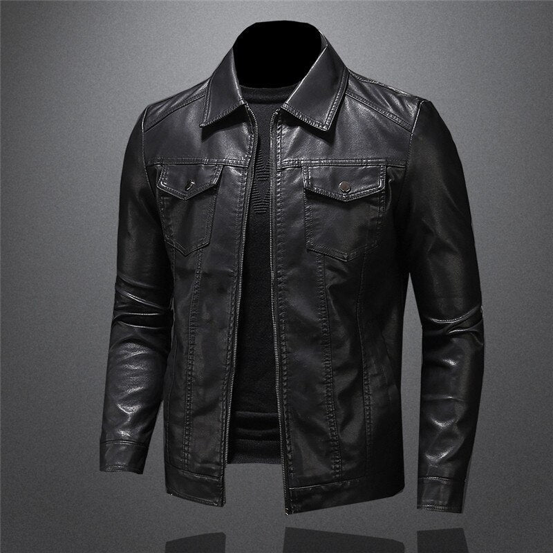 Men's PU Leather Jacket - Classic Biker Style