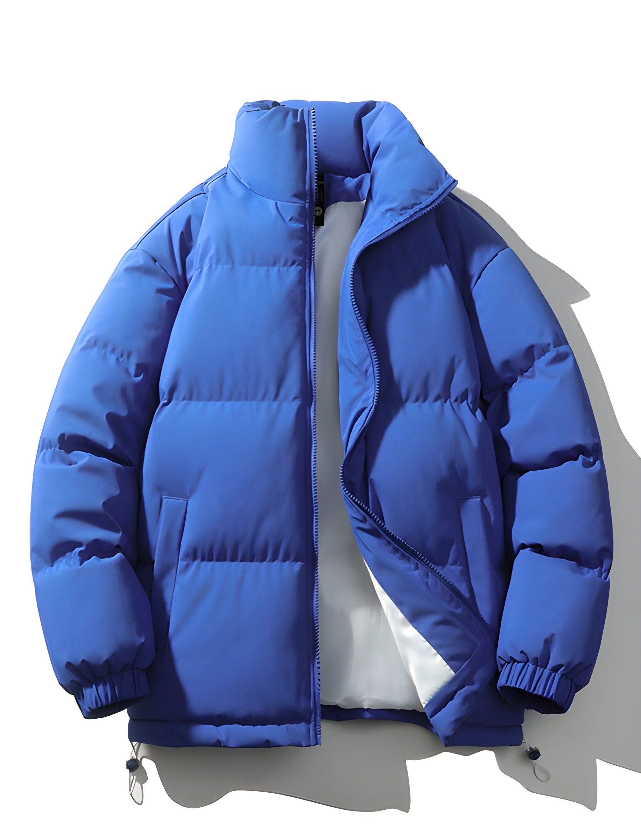 Men's Quilted Parka Jacket - Loose Fit Winter Coat - Blue