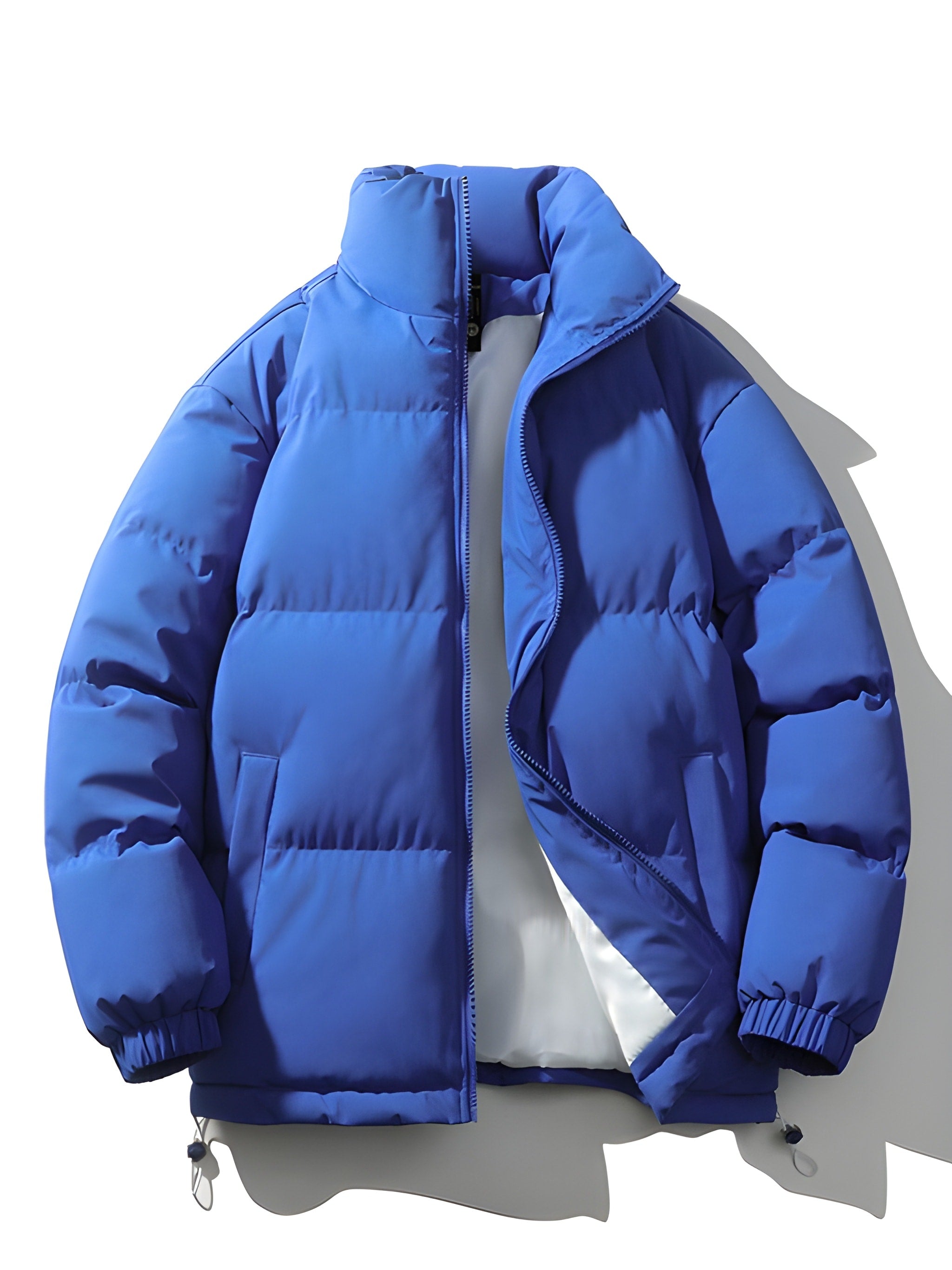 Men's Quilted Parka Jacket - Loose Fit Winter Coat - Blue