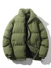 Men's Quilted Parka Jacket - Loose Fit Winter Coat - Green