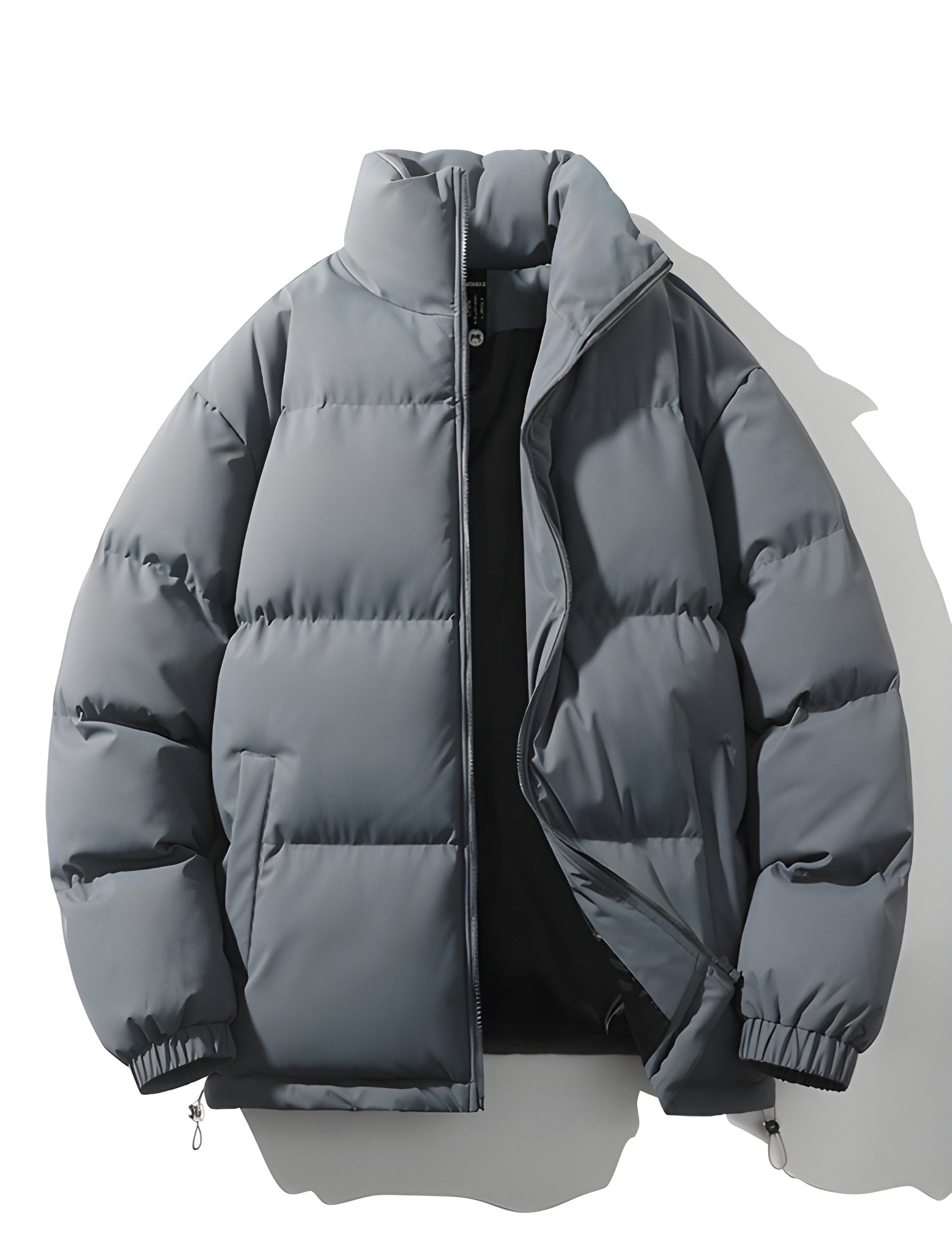 Men's Quilted Parka Jacket - Loose Fit Winter Coat - Grey