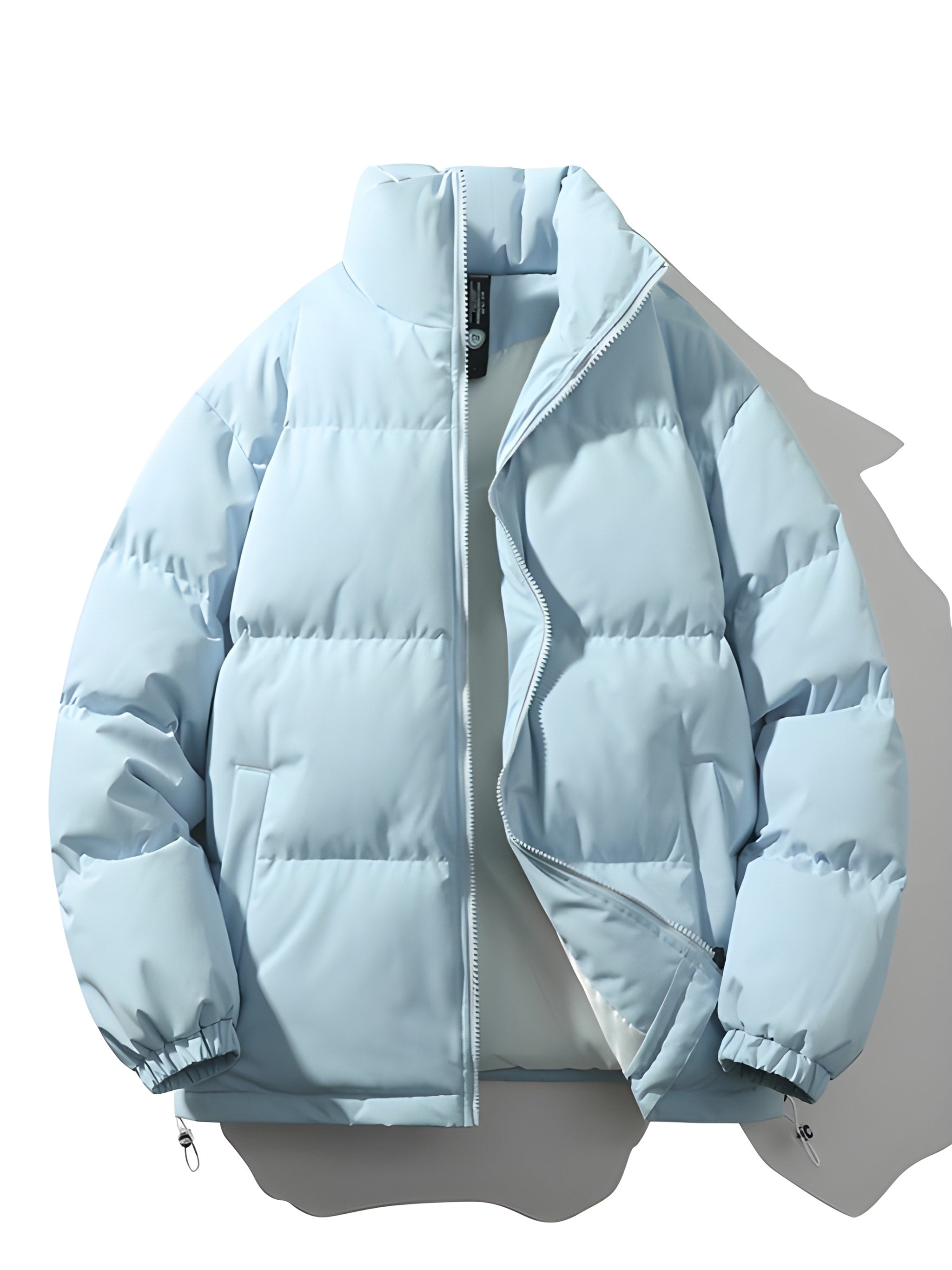 Men's Quilted Parka Jacket - Loose Fit Winter Coat - Light Blue