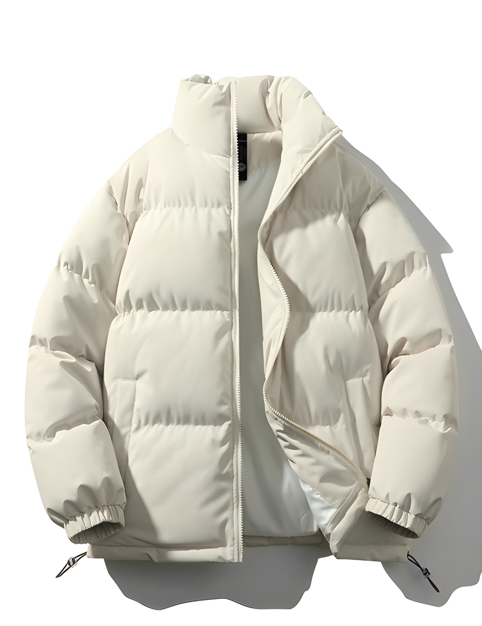 Men's Quilted Parka Jacket - Loose Fit Winter Coat - White