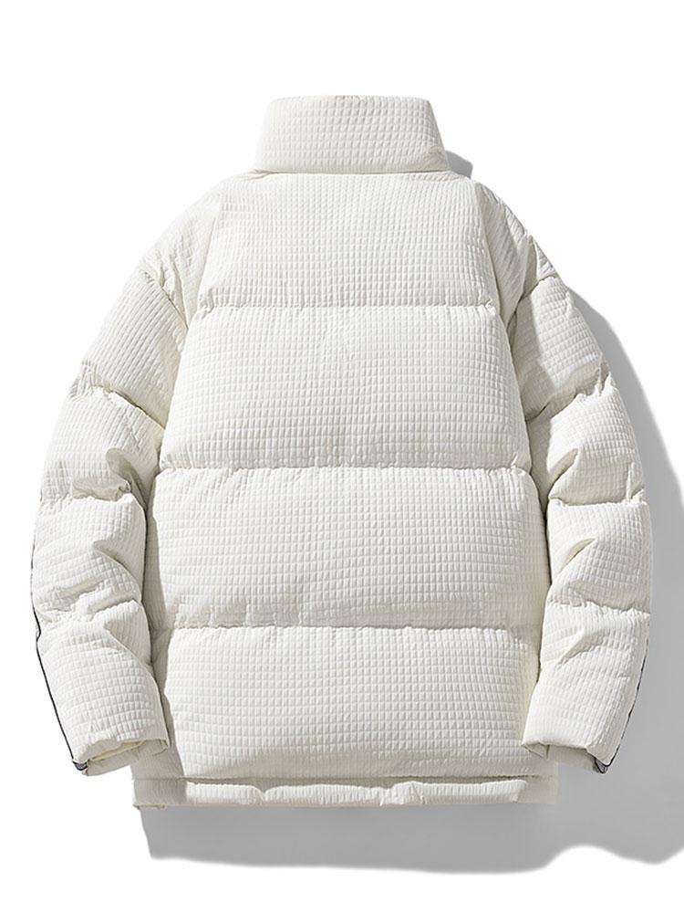Men's Quilted Puffer Jacket with Stand Collar – Winter Warmth