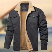 Men's Quilted Winter Jacket - Warm Padded Coat - Grey