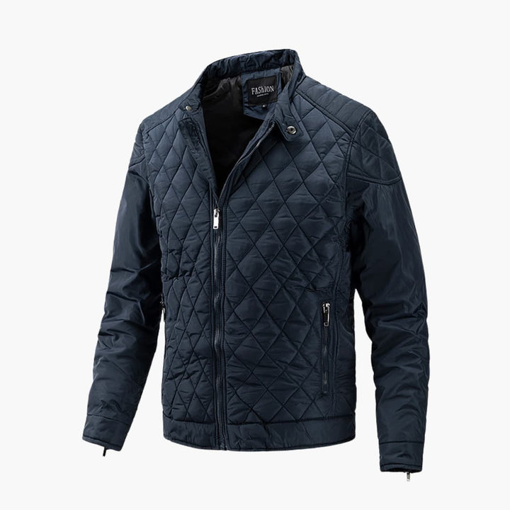 Men's Quilted Winter Jacket - Windproof & Warm - Blue
