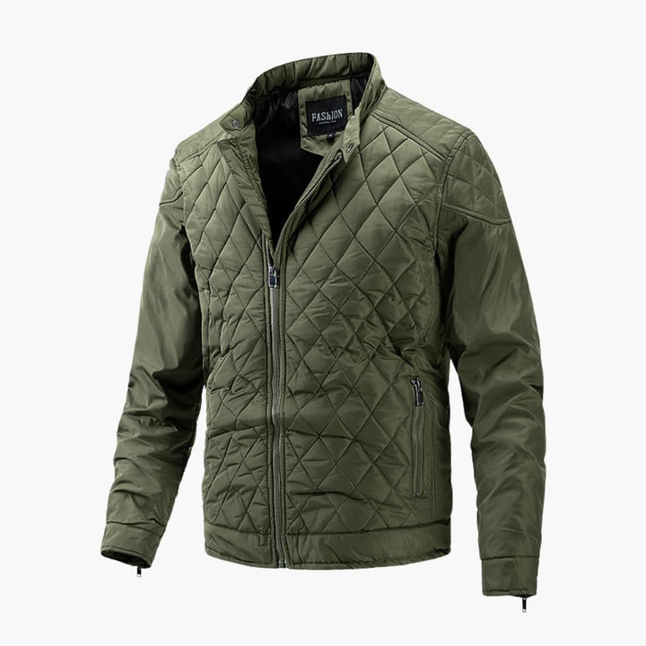 Men's Quilted Winter Jacket - Windproof & Warm - Green