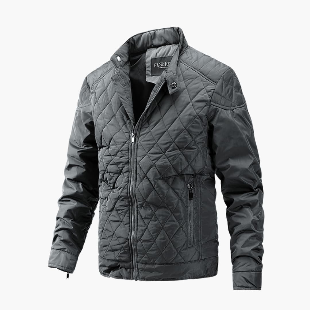 Men's Quilted Winter Jacket - Windproof & Warm - Grey