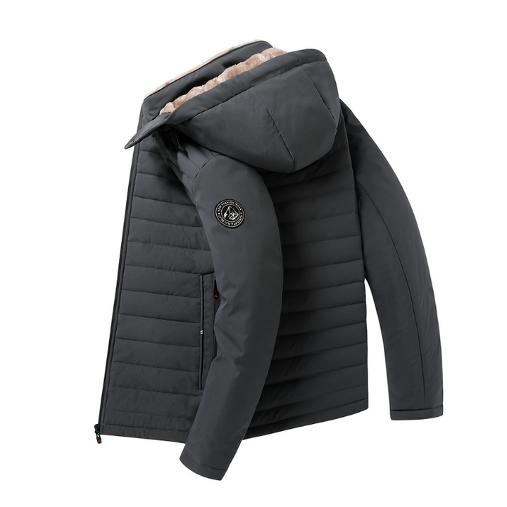 Men's Quilted Winter Jacket with Hood - Warm Puffer Coat