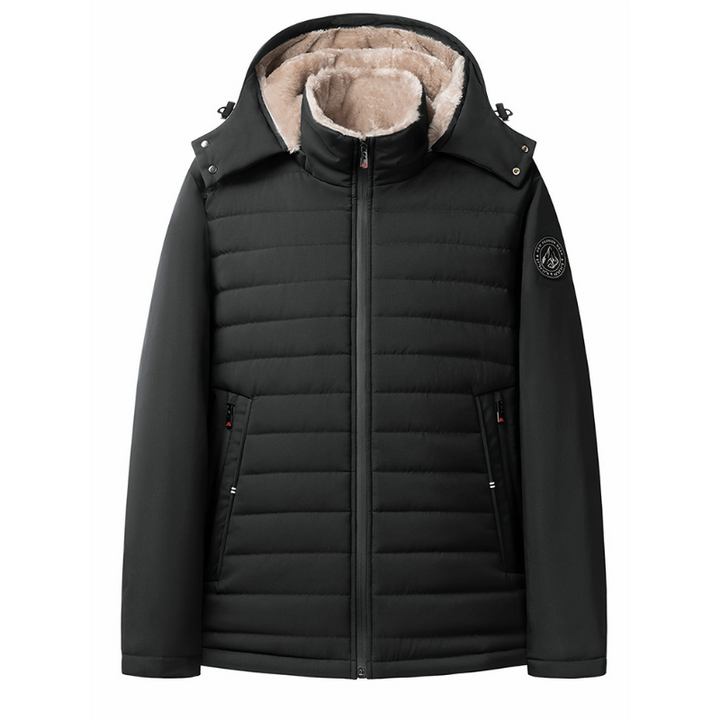 Men's Quilted Winter Jacket with Hood - Warm Puffer Coat