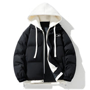 Men's Quilted Winter Jacket with Hood - Warm & Stylish - Black