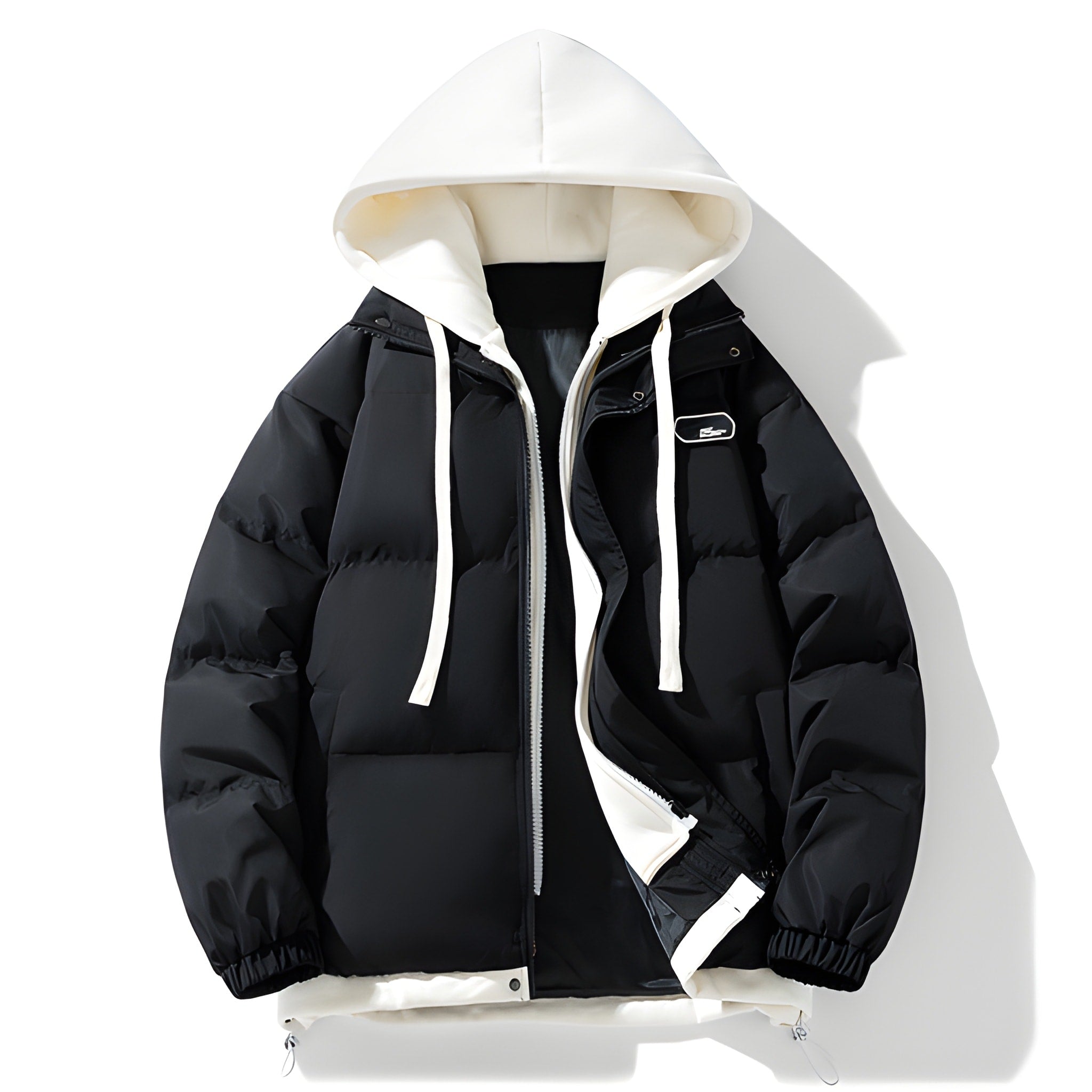 Men's Quilted Winter Jacket with Hood - Warm & Stylish - Black
