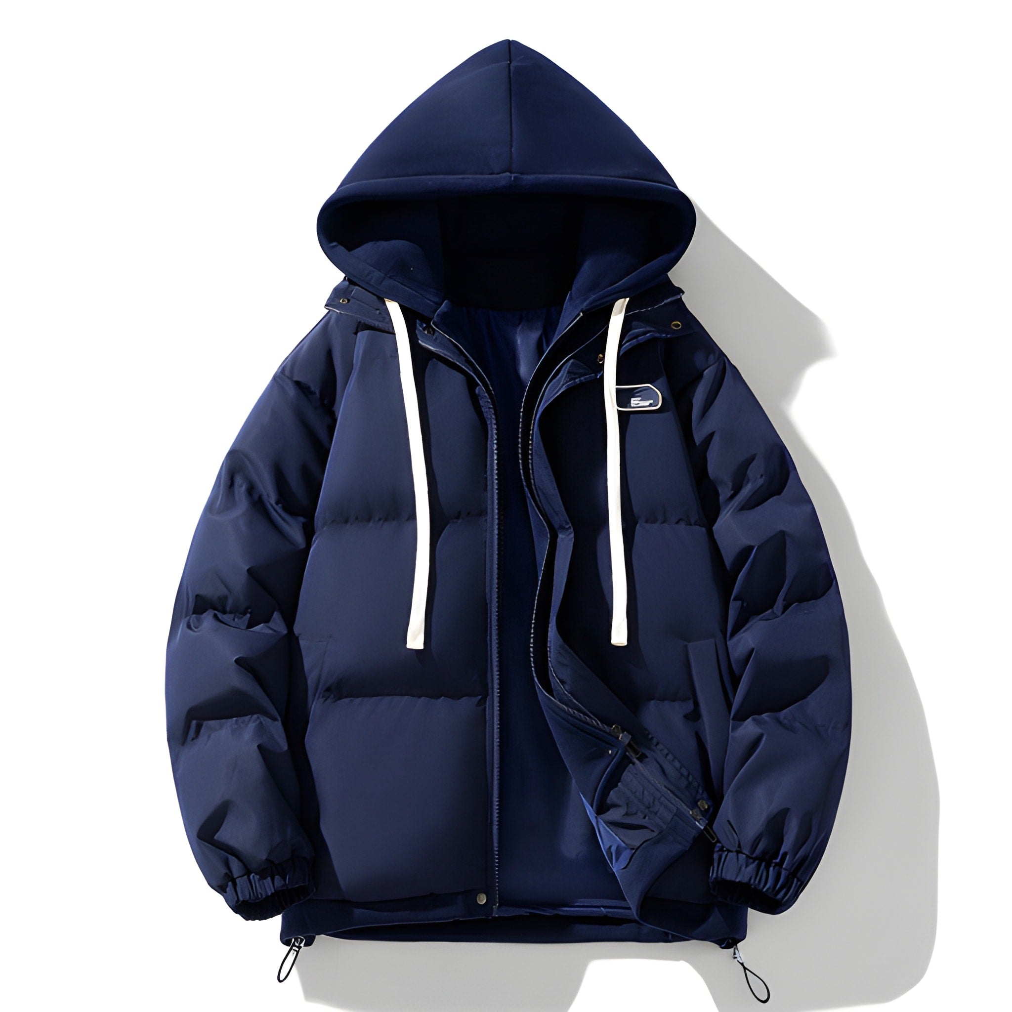 Men's Quilted Winter Jacket with Hood - Warm & Stylish - Blue