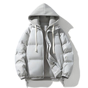 Men's Quilted Winter Jacket with Hood - Warm & Stylish - Grey