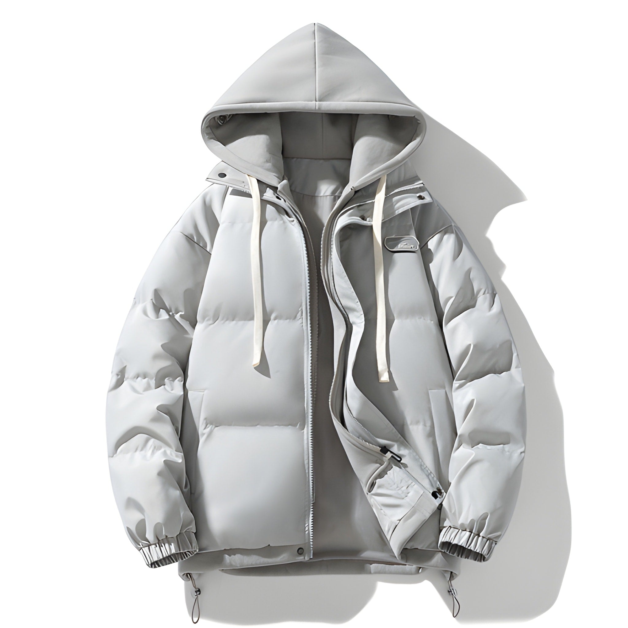 Men's Quilted Winter Jacket with Hood - Warm & Stylish - Grey