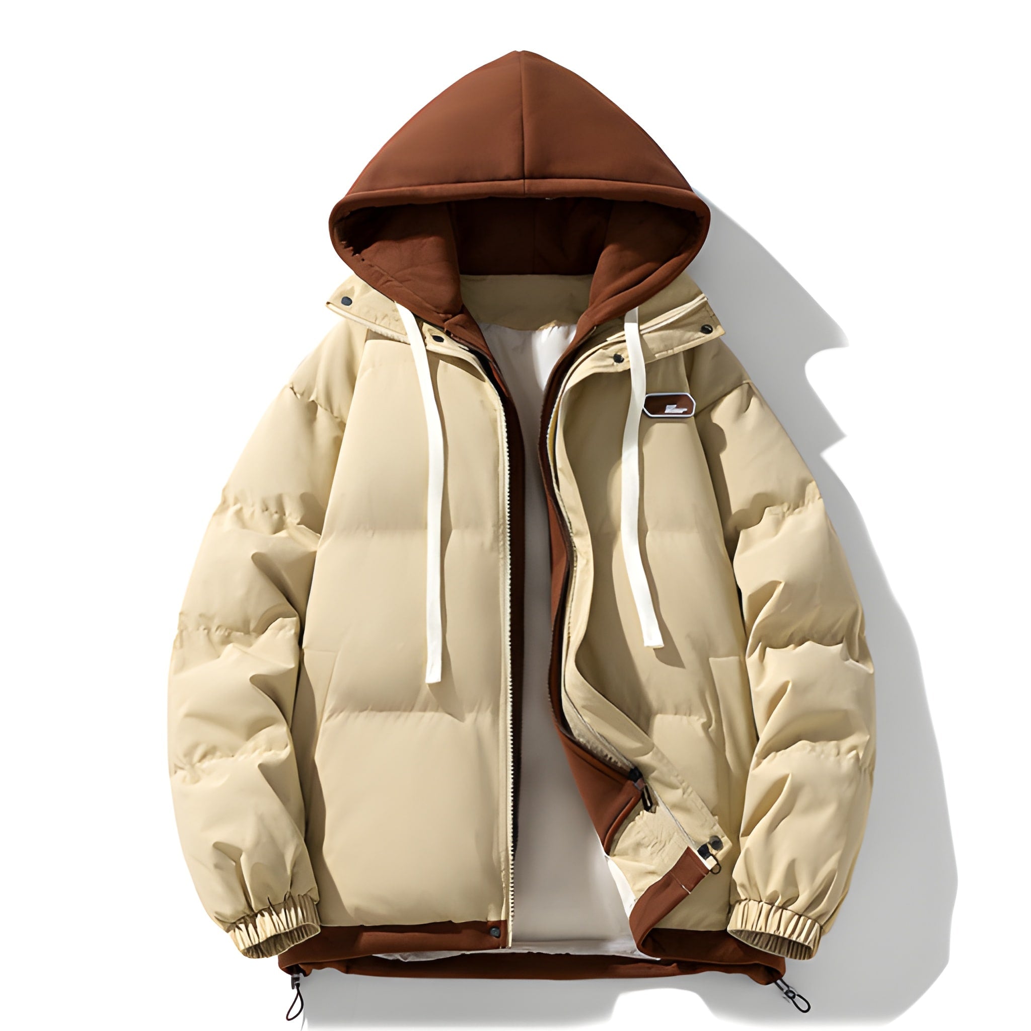 Men's Quilted Winter Jacket with Hood - Warm & Stylish - Khaki