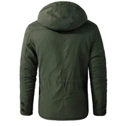 Men's Quilted Winter Parka Jacket - Warm Hooded Half-Length
