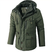 Men's Quilted Winter Parka Jacket - Warm Hooded Half-Length