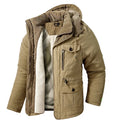 Men's Quilted Winter Parka Jacket - Warm Hooded Half-Length