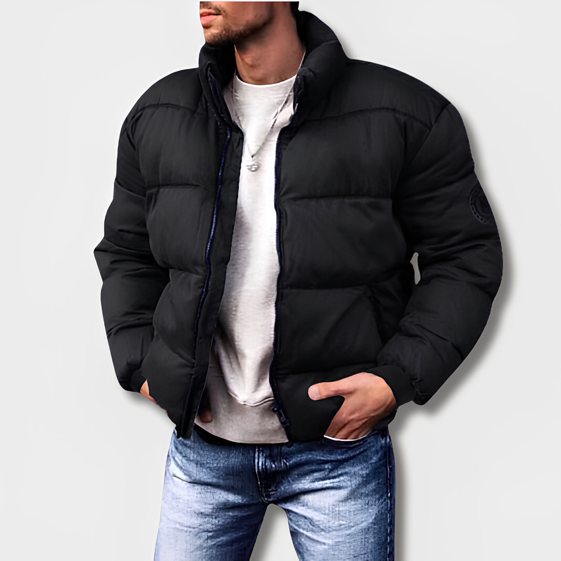 Men's Quilted Winter Parka - Warm & Comfortable - Black
