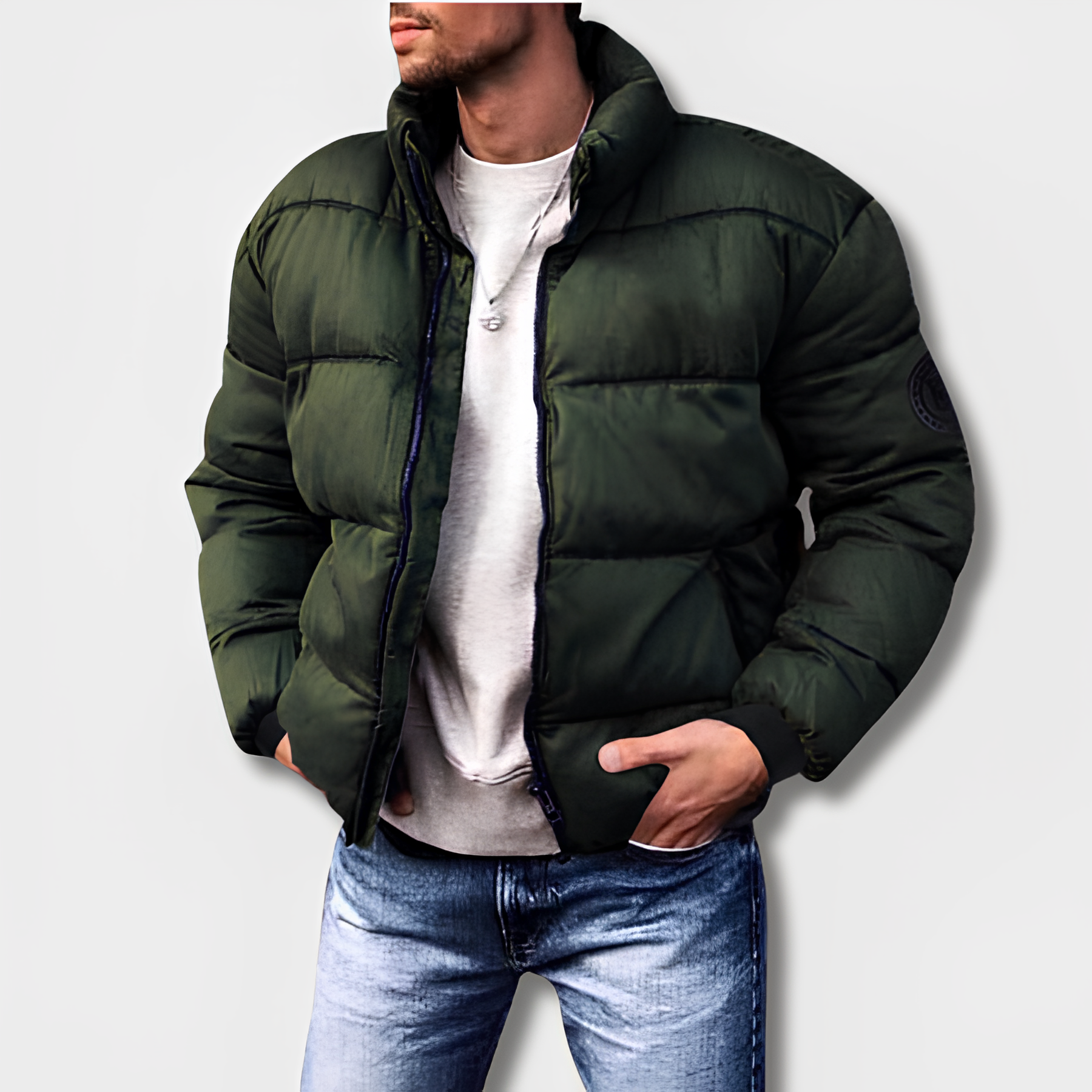 Men's Quilted Winter Parka - Warm & Comfortable - Green