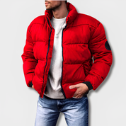 Men's Quilted Winter Parka - Warm & Comfortable - Red