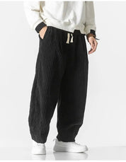 Men's Relaxed Corduroy Pants - Soft Texture Modern Style - Black