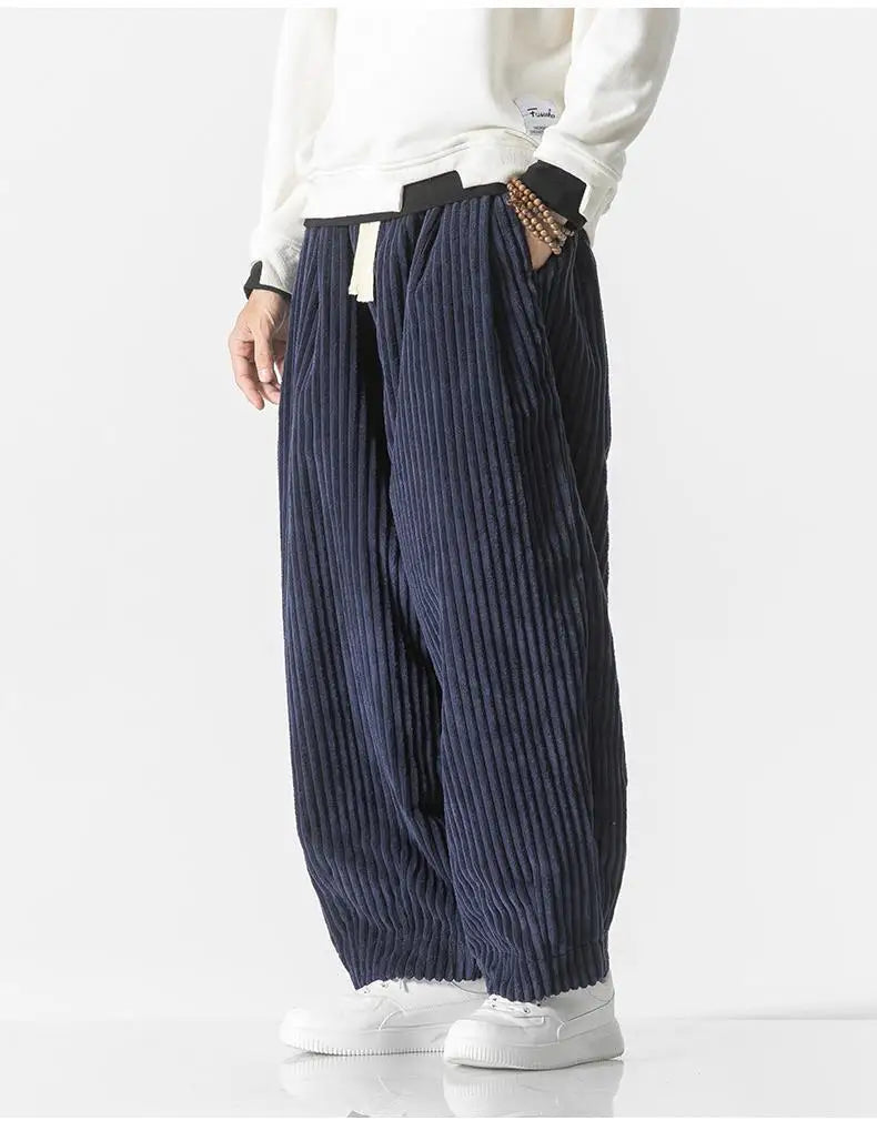 Men's Relaxed Corduroy Pants - Soft Texture Modern Style - Blue