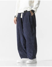 Men's Relaxed Corduroy Pants - Soft Texture Modern Style - Blue