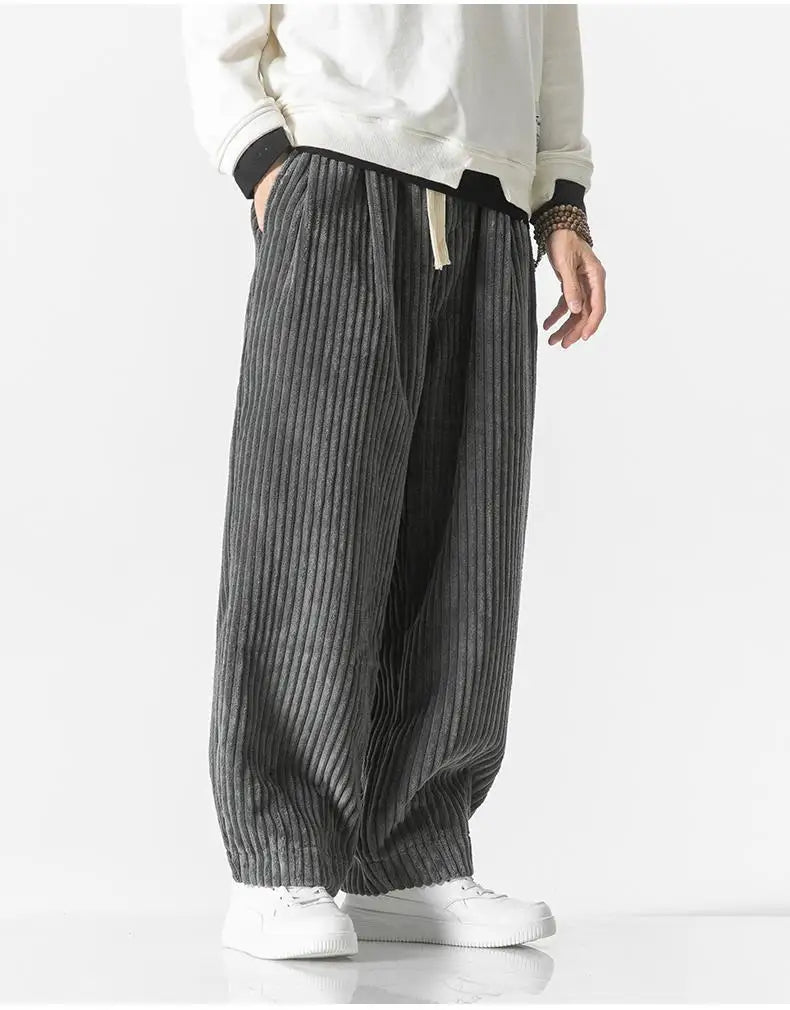 Men's Relaxed Corduroy Pants - Soft Texture Modern Style - Grey
